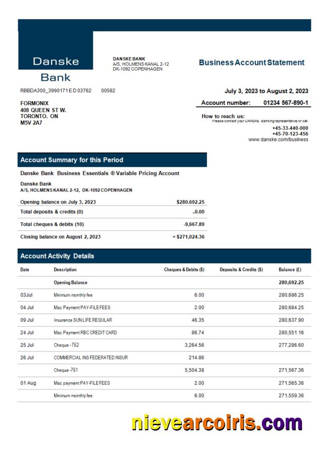 Danske Bank enterprise statement
